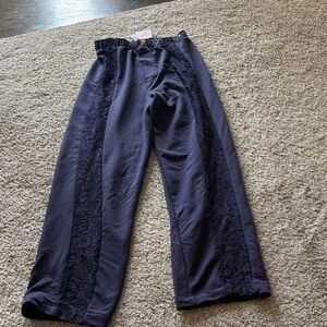 Savage X Fenty Navy Lace-Panel Lounge Pants